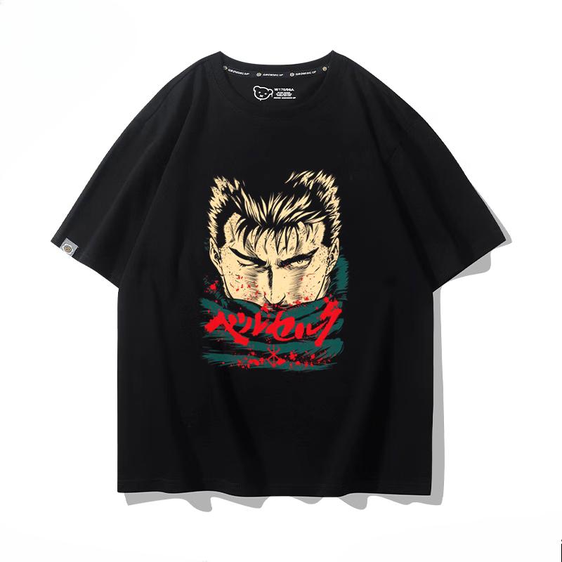 Футболка из 100% хлопка с фирменным принтом воинов аниме Berserk Guts летняя мужская повседневная уличная одежда с короткими рукавами