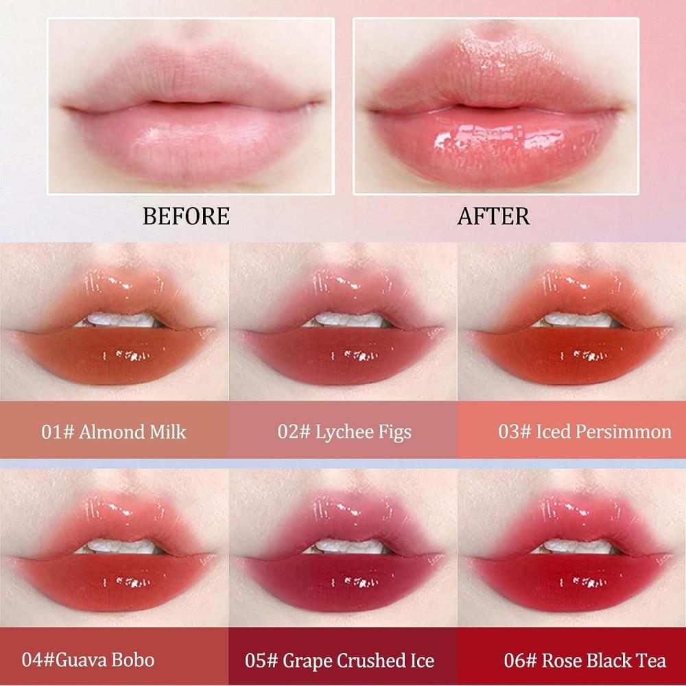 Желеобразная губная помада, тонированный тающий бальзам для блеска, блеск для губ в форме сердца, пятно для губ, длительное увлажнение, высокая пигментация