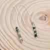 Moss Agate 925 Silver Threader Earrings, Natural Gemstone Women Handmade Fringe Earrings