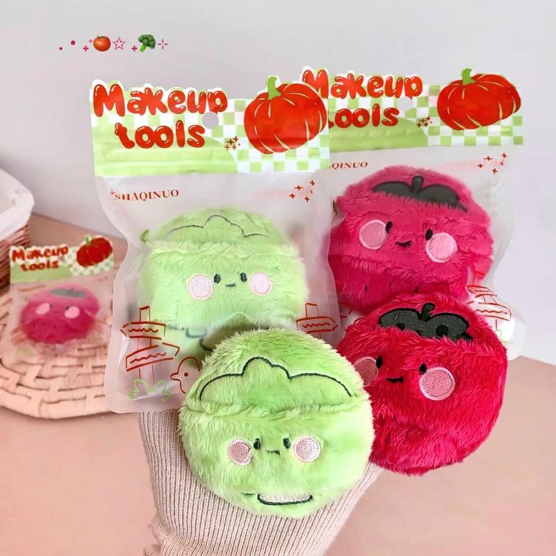 Ultra-thick Long Plush Makeup Puff Cosmetic Tool Broccoli Tomato for Natural Finish