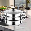 Набор из 3-х ярусных пароварок из нержавеющей стали с крышкой, пароварка, штабелируемая, экономящая место, визуальный дизайн крышки, ручка, многоцелевая кастрюля для готовки