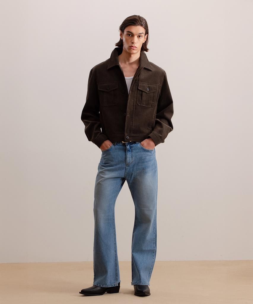 Veiyd Corduroy Diagonal Trucker Jacket Deep Khaki