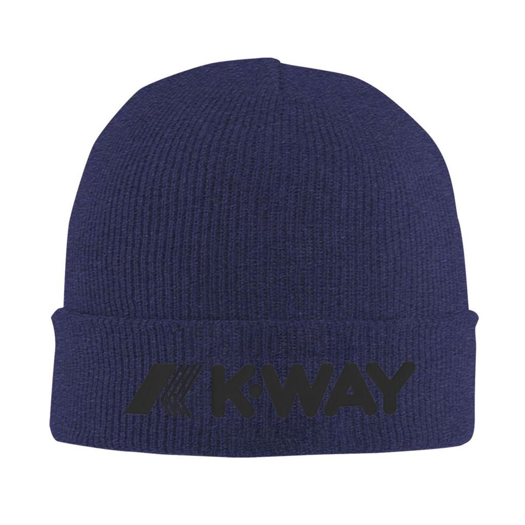 Черные вязаные шапки K-Way для женщин, унисекс, шапки-бини, зимняя шапка, акриловая, теплая, шапка-дыня