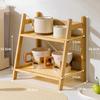 Countertop Organizer 2 Layer Coffee Cup Holder Multipurpose Bamboo Storage Shelf for Hotel Apartment Dressing Table Kitchen Home Cup Holders 5