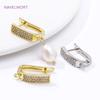 Luxury 18K Gold Plated Brass Inlaid Zircon Earring Hooks Clasps Fasteners For Jewelry Making DIY Earrings Accessories Wholesale