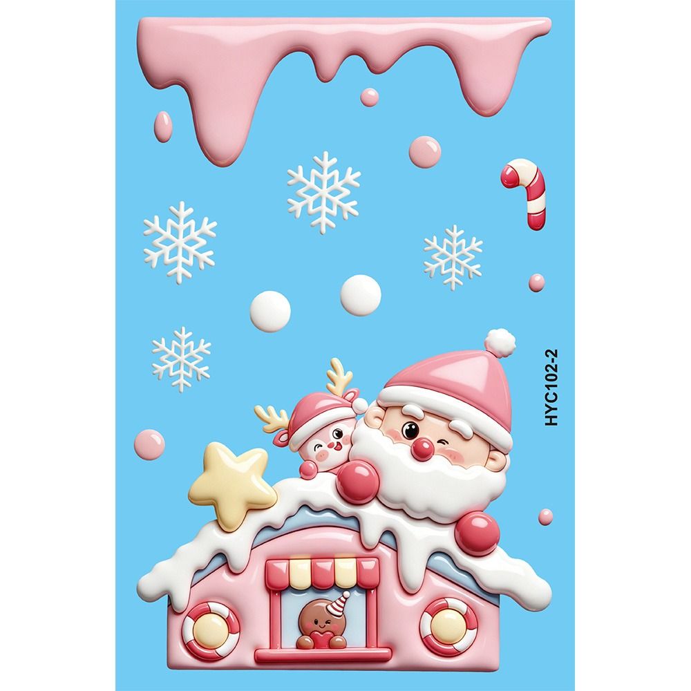 9Pcs Removable Christmas Window Stickers Christmas Static Stickers Bathroom Glass Decor