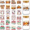 Rngmsi UV DTF Cup Wrap - 24 Sheets Fall Halloween Christmas UV DTF Cup Wraps for 16 Oz Glass, Pumpkin Bow Ghost Holiday Uvdtf Stickers, Rub On Transfe