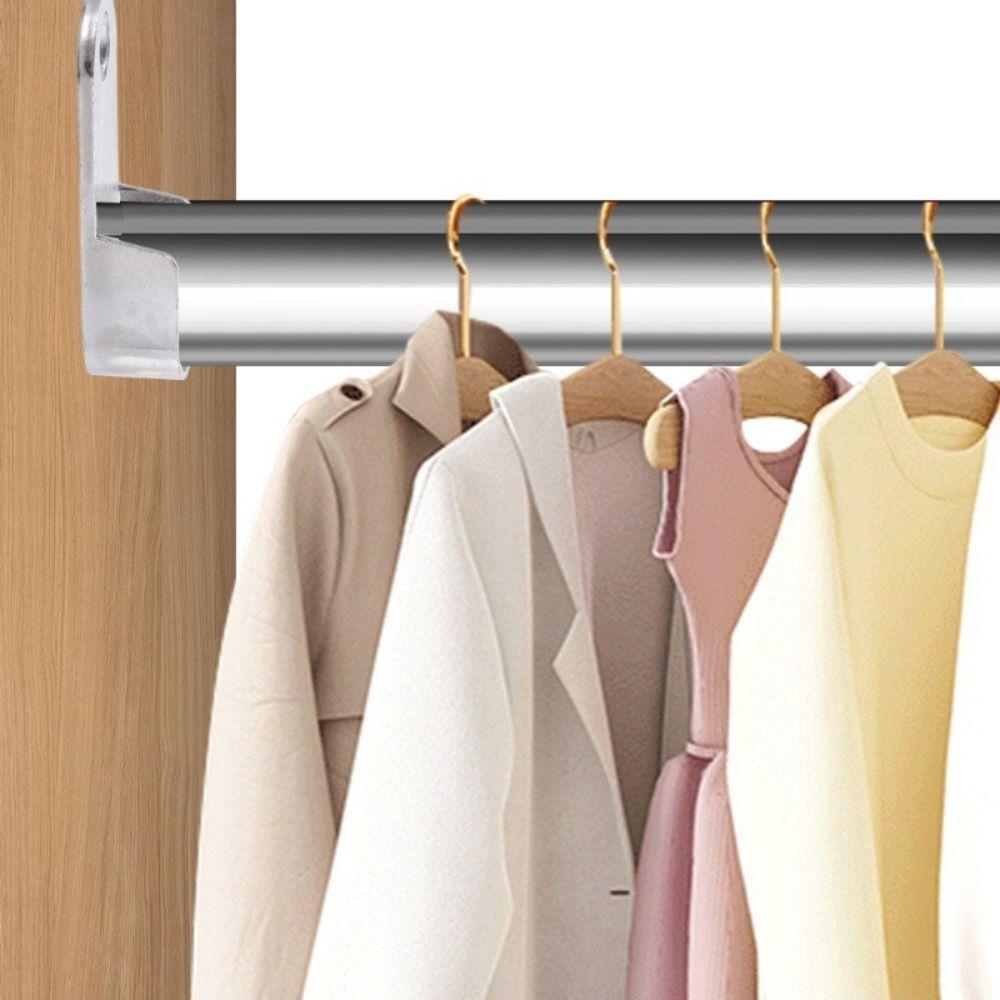 2PCS with Screws Flange Seat Thick Closet Rod Brackets Durable Furniture Hanger Rail