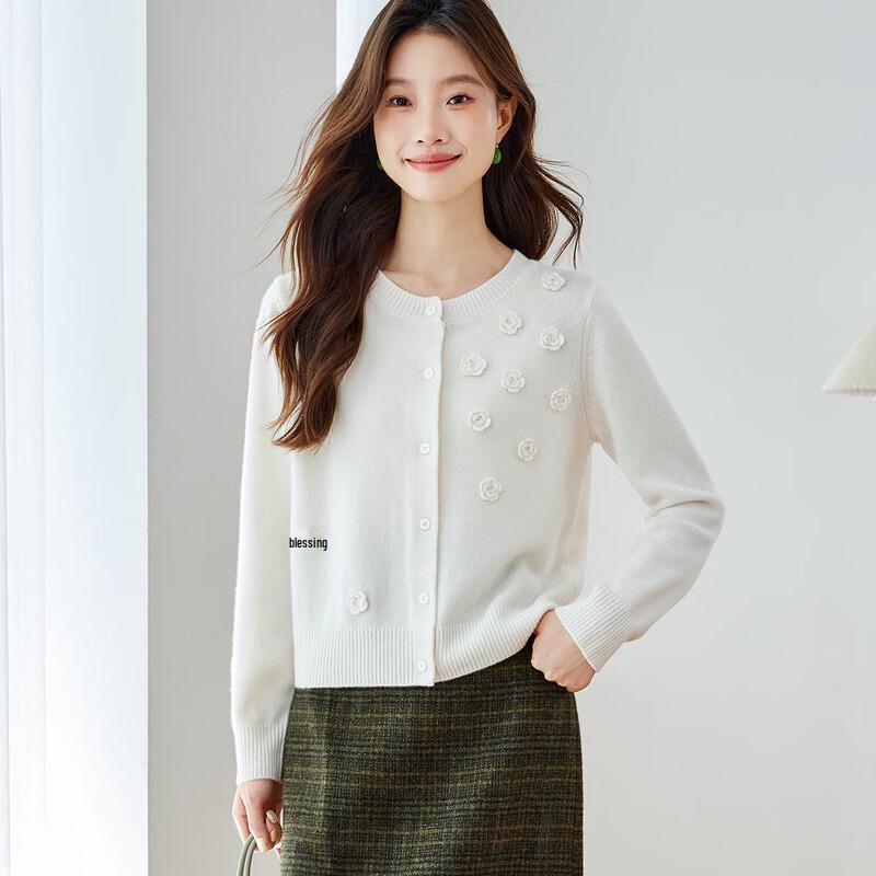 Женский кардиган ручной вышивки из чистой шерсти