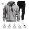 Комплект из 2 предметов: мужская толстовка, брюки, комплект с капюшоном, завязками на шнурке, длинные спортивные топы с эластичной талией, длинные брюки, однотонный мешковатый спортивный костюм
