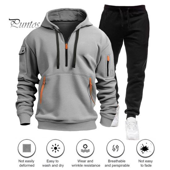 Комплект из 2 предметов: мужская толстовка, брюки, комплект с капюшоном, завязками на шнурке, длинные спортивные топы с эластичной талией, длинные брюки, однотонный мешковатый спортивный костюм