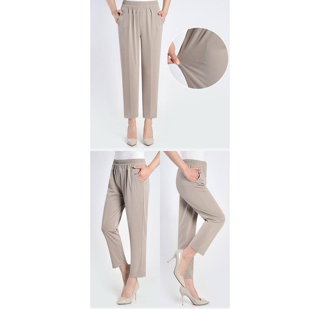 XL-8XL летние брюки для мам из ледяного шелка, брюки для пожилых женщин, свободные брюки для бабушки, большие