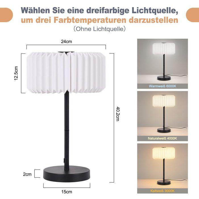 Lampe de table NETTLIFE Abat-jour papier Noir Métal