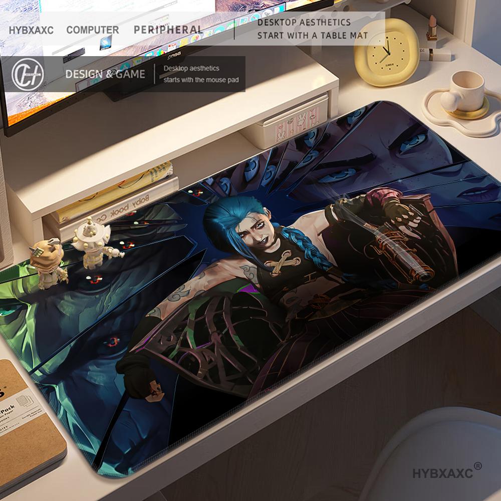 Hybxaxc Hd Mouse Pad Gamer Arcane Large Mousepad Gamer Accessories Pc Computer Keyboard Desk Pad Aleague Of Legends Jinx Rubber
