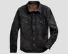 Stylish Men's Black Handmade Casual Genuine Lambskin Soft Suede Leather Shirt