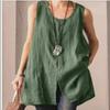 2024 Summer Women's Cotton Linen Sleeveless Vest - Solid Color Casual Shirt Top