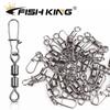 FTK 50PCS Pike Fishing Accessories Connector Pin Bearing Rolling Swivel Stainless Steel Snap Fishhook Lure Swivels Tackle