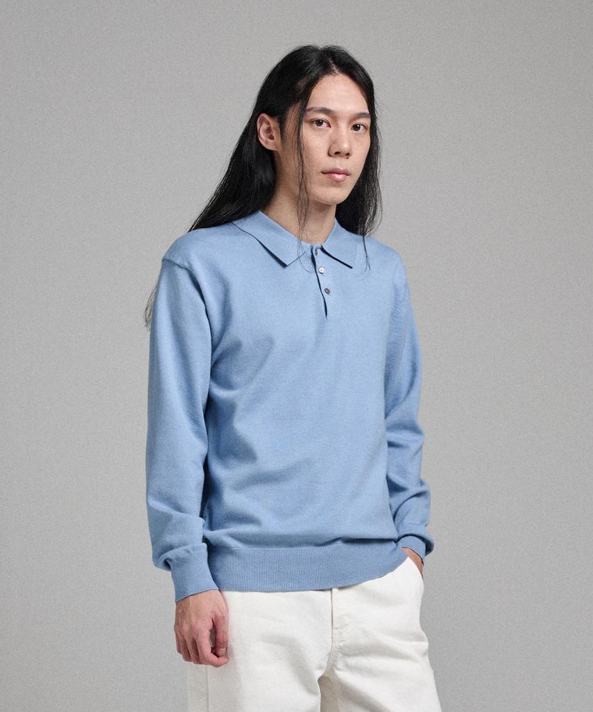 ANALOG MOOD Semi-Collar Neck Knit (Light Blue)