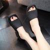 Fashion Thick Sole Heels Slippers Women's Summer Slope Heel Elevated Beach Anti Slip Sandals Female Home Indoor Matsuke Slippers