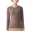 Gunze Tuche TC7259 Casual with Solid Chocolate Gray Women's Long-Sleeved T-Shirt Cups, Color,