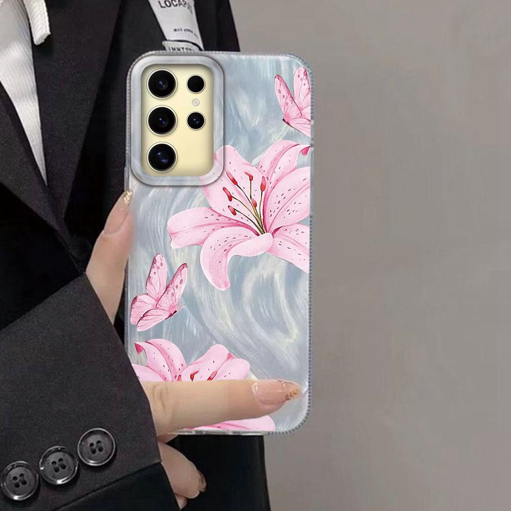 Розовая лилия Печатный чехол с жесткой задней панелью для Samsung Galaxy S25 Ultra S26 S23 S24 Plus S21 FE S22+ S26+ Ударопрочный чехол для телефона Девочка
