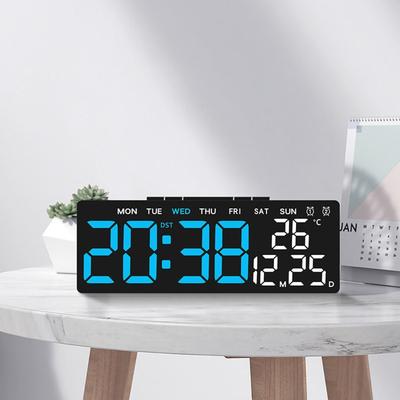 Светодиодные электронные часы с форматом 12/24 часа, 2 будильника, 3 уровня яркости, большие цифровые часы, отображение даты, недели, температуры