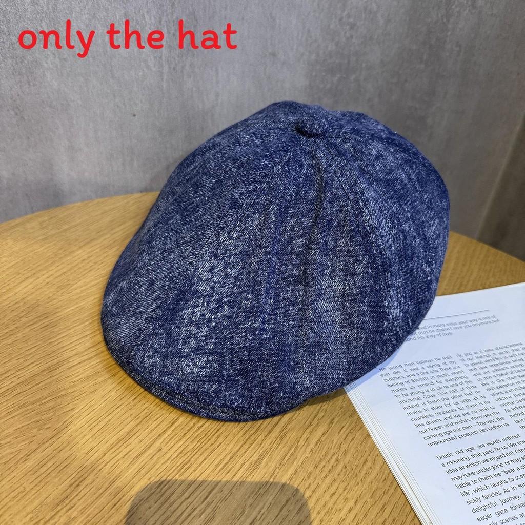 For Beret Vintage Women With Water Wash Denim And Short Brim For Wear Daily