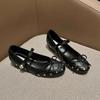 Fashion Small Inside Heightened Women's French Rivet Bow Mary Jane Shoes Soft Sole Summer Single