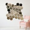 12Pcs 3D Hexagon Acrylic Mirror Wall Stickers DIY Art Wall Decor Stickers Living Room Mirrored  Sticker Gold Home Decor