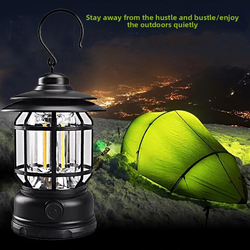 1PC LED Tent Light Outdoor Without Battery Retro Waterproof Portable Camping Lamp Super Bright for Hiking Fishing