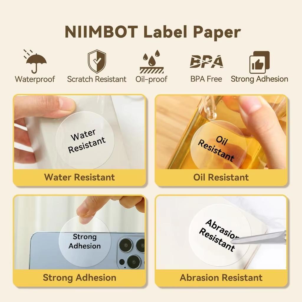 Niimbot B1/B21/B3S Прозрачные Термоэтикетки Самоклеящиеся Наклейки Водонепроницаемая Бумажная Лента Для Машины Маркировки Штрих-Кодов Кодовых Бирок Топливные Форсунки 6