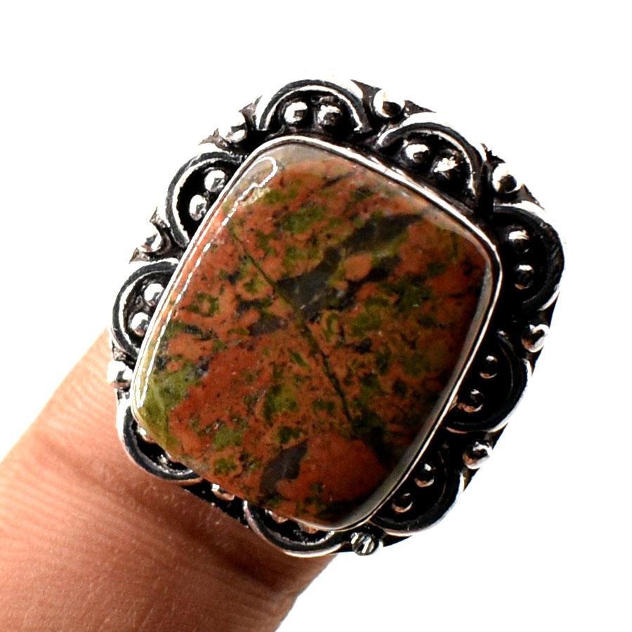 Кольцо с драгоценным камнем унакит, ручная работа, антикварный дизайн, модный подарок, ювелирные изделия, 7 дюймов, Y4w76