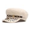 Autumn Winter Wool Leopard Print Flat Cap Women's Warm Hat Captain Cap