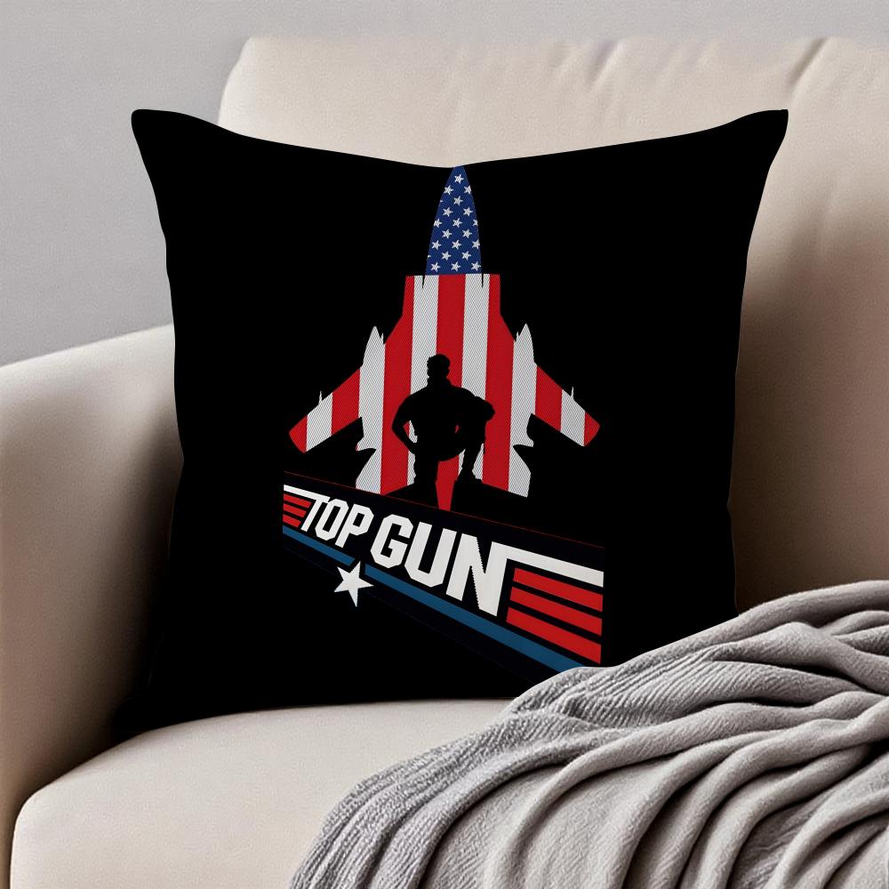 Action Adventure Movie TTop Gun Cushion Cover Pillowcase Antidustmite Invisible Zipper Short Plush Sofa Cushion