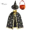 Регулируемая накидка на Хэллоуин с принтом пентаграммы и шляпой волшебника, ручная сумка, удобный дышащий костюм