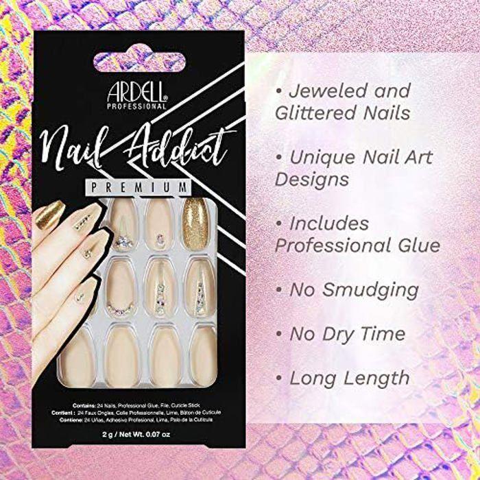 Faux ongles Ardell Nail Addict Nude Jeweled (24 pcs)