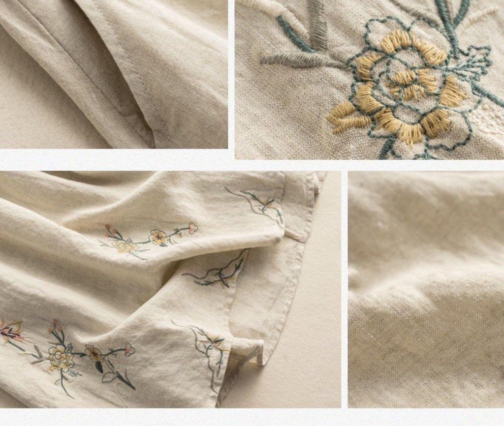 Женская длинная юбка в стиле ретро из хлопка и льна с вышивкой - Облегающая, однотонная, универсальная, летний стиль 2022