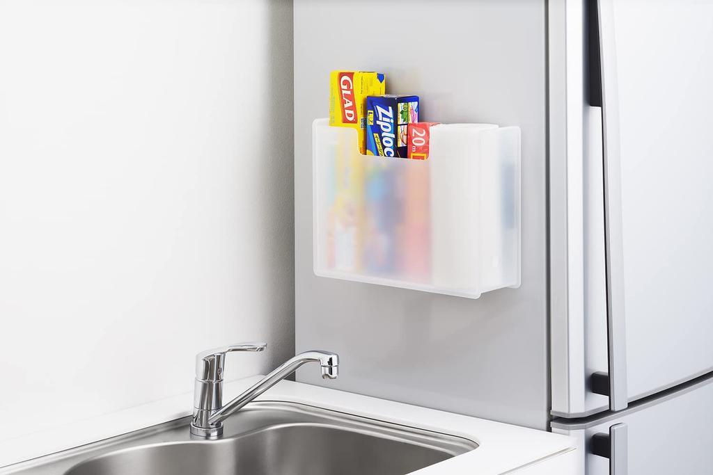 Sanka Soffice Strong Magnetic Floating File Box, Slim, Clear, 4kg Weight Capacity, Securely Mounts To Desks, Whiteboards, Refrigerators, Washing