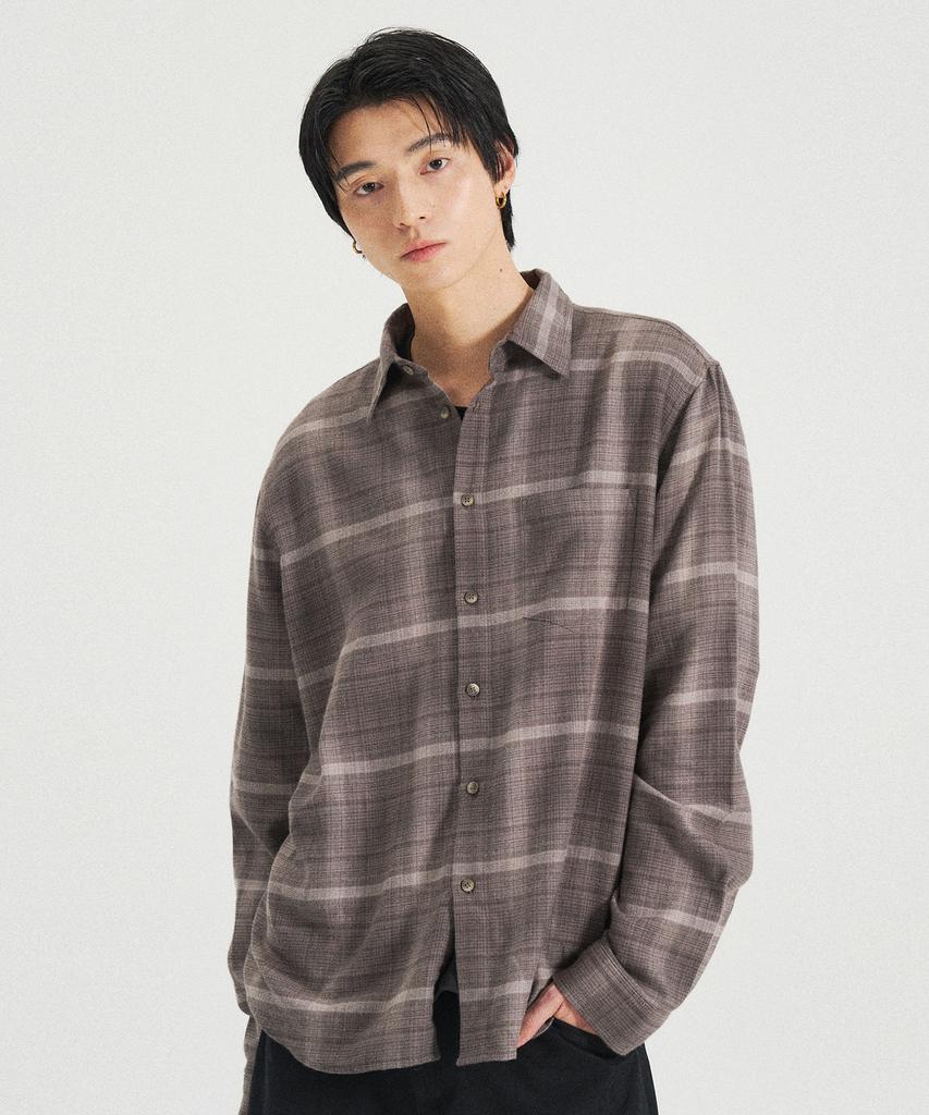 SLOWACID Flannel Cuff Check Shirt [Gray]