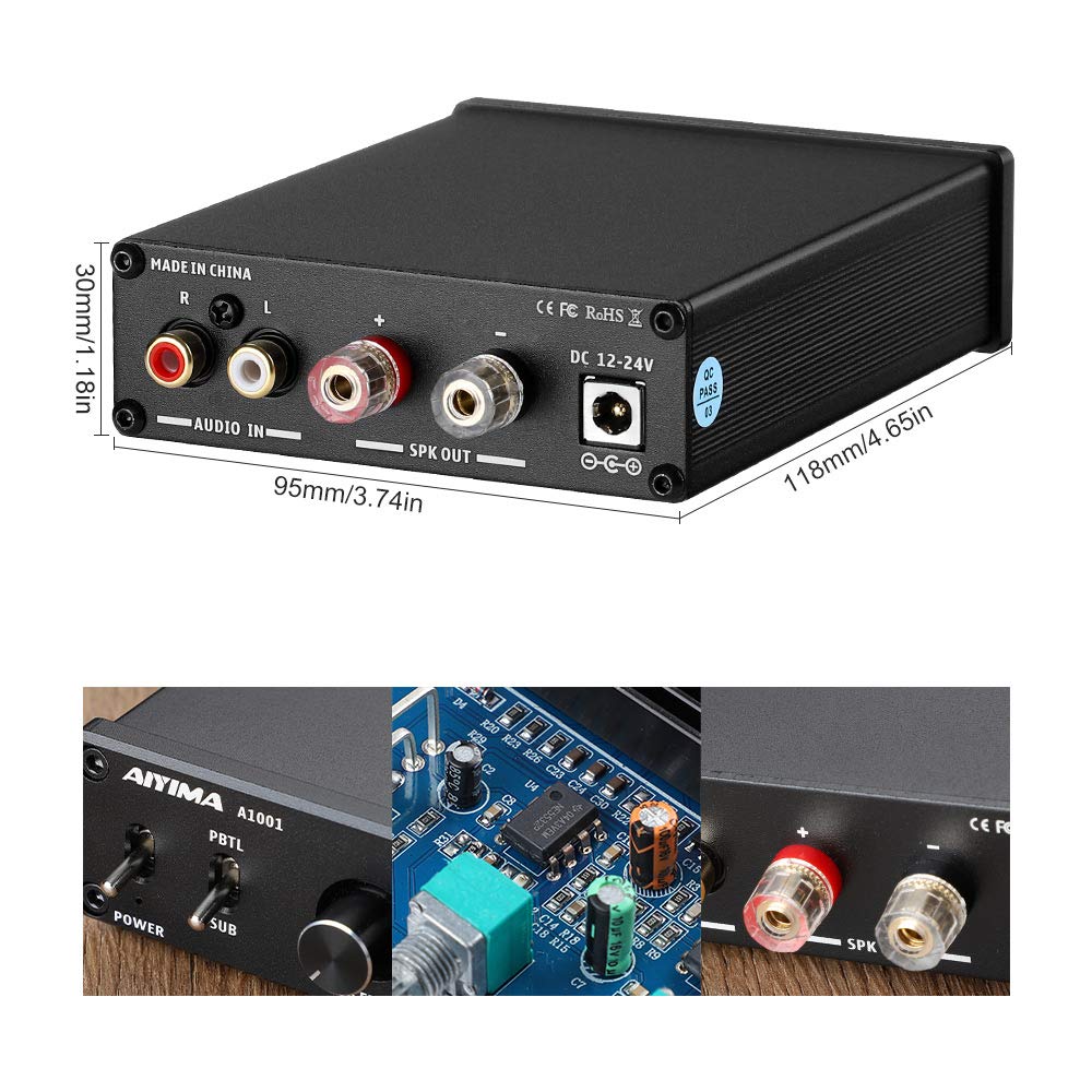 Усилитель сабвуфера TPA3116D2 100 Вт, Класс D, Hi-Fi Моно Цифровой Аудиоусилитель Высокой Мощности, DC12-24В, Домашний Кинотеатр (TPA3116D2, черный)