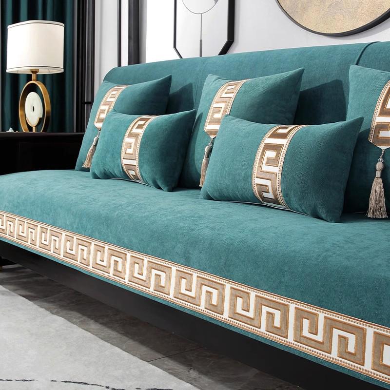 Ретро Шенье Софа Мат Прочный Вышитый Подушка для Сиденья Дивана Предотвращает Царапание Кошками Домашнее Украшение Противоскользящий и Пылезащитный Чехол для Дивана Полотенце