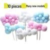 10-Piece 3D Birthday Cake Decor: Pom-Poms, Clouds, Hot Air Balloons, Moon Toppers, & Flags
