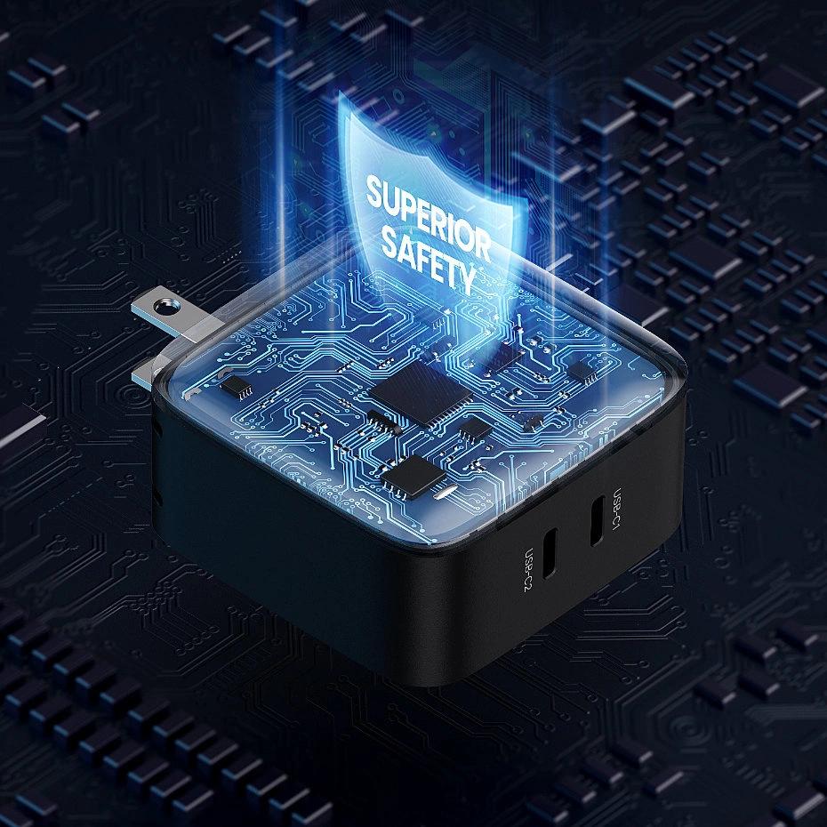 Ugreen Настенное зарядное устройство, 2 порта USB, тип C, 66 Вт, Power Delivery 3.0, быстрая зарядка 4.0+, черный (CD216)