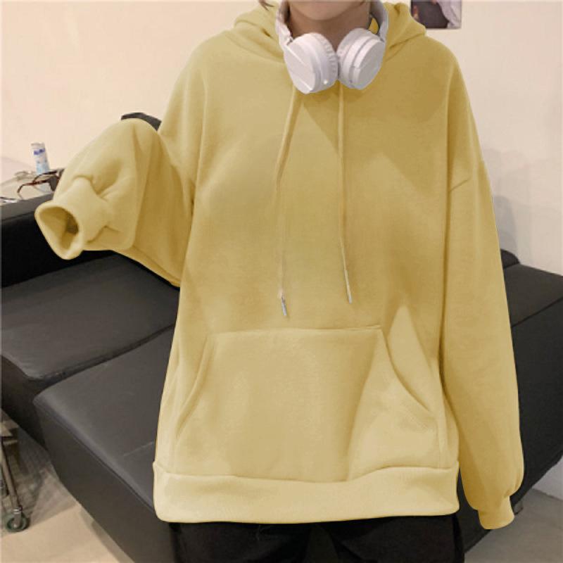 Vintage Plush Thick Hooded Sweater: Women's Long-Sleeve Autumn/Winter Top