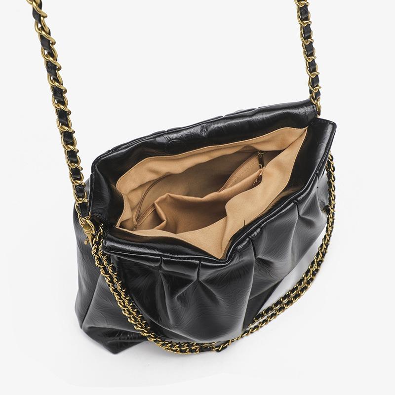 Новая женская сумка через плечо на цепочке, однотонная, универсальная, плиссированная сумка-мессенджер в форме облака, простая, высококлассная, модная