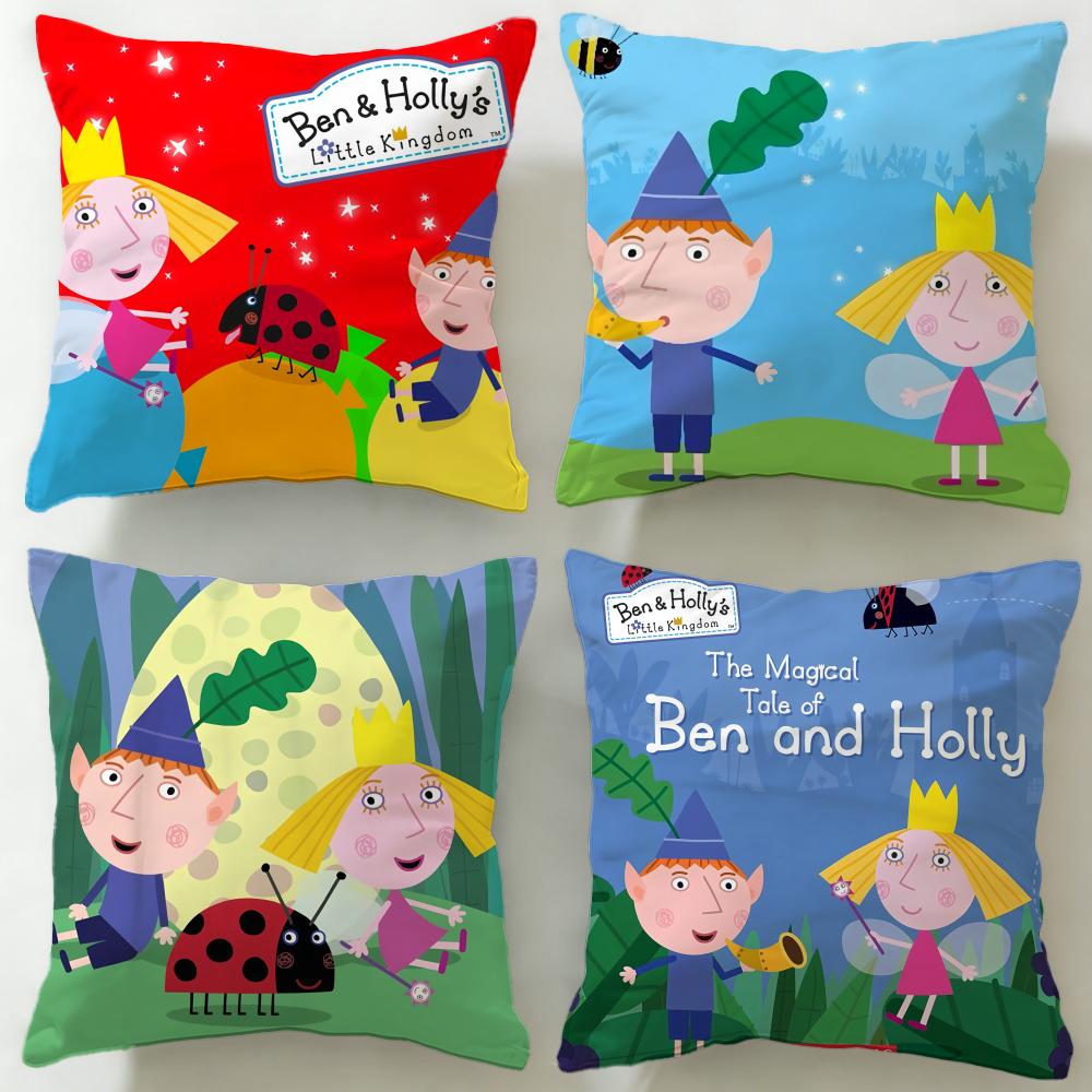 cartoon Ben And Hollys Little Kingdom Cushion Cover Soft EasyWash Pillow Case Versatile for Couch Bed Travel and Office
