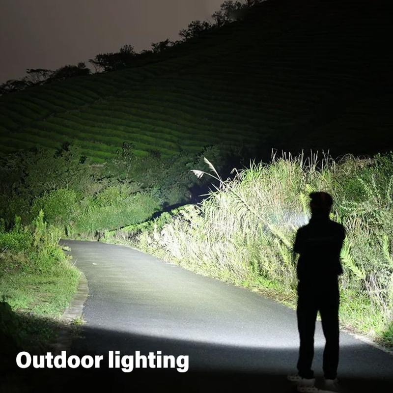 Мощный светодиодный фонарик 2000 мАч перезаряжаемый с ЖК-дисплеем Кемпинг Рыбалка Аварийный зум-фонарь