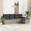 5-piece Garden Sofa with Light Grey Poly Rattan Cushions, 2-seater Garden Sofa with Storage and Cushions 3354331