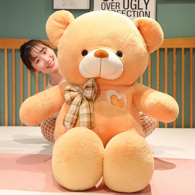 Adorable Large Teddy Bear Plush Toy In Pink Brown White And Yellow Perfect For Cuddling And Gifts