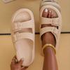 Women's Soft Sole Eva Pillow Slippers Double Buckle Thick Platform Cloud Slides Sandals Woman Summer Non Slip Beach Flip Flops
